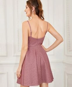 Ever-Pretty US Fancy Shiny Deep V Neck Above Knee Length Prom Dress