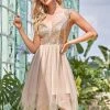 Ever-Pretty US Shimmer In Asymmetrical Hem Paillette Deep V-Neck Prom Dress SHOP BY OCCASION