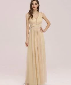Ever-Pretty US SHOP BY OCCASION Fancy Sleeveless Beaded Belt Tulle Bridesmaid Dress
