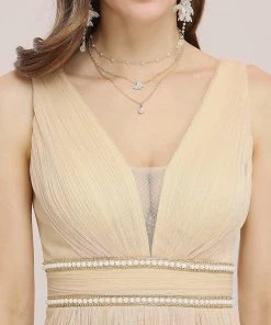 Ever-Pretty US SHOP BY OCCASION Fancy Sleeveless Beaded Belt Tulle Bridesmaid Dress