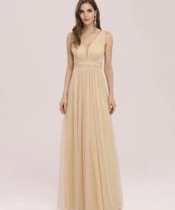 Ever-Pretty US SHOP BY OCCASION Fancy Sleeveless Beaded Belt Tulle Bridesmaid Dress