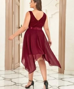 Ever-Pretty US Plus Size Stunning V Neck Lace & Chiffon Prom Dress For Women SHOP BY OCCASION