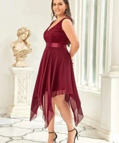 Ever-Pretty US Plus Size Stunning V Neck Lace & Chiffon Prom Dress For Women SHOP BY OCCASION