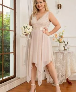Ever-Pretty US Plus Size Stunning V Neck Lace & Chiffon Prom Dress For Women SHOP BY OCCASION