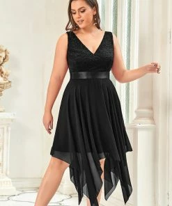 Ever-Pretty US Plus Size Stunning V Neck Lace & Chiffon Prom Dress For Women SHOP BY OCCASION