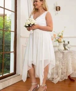 Ever-Pretty US Plus Size Stunning V Neck Lace & Chiffon Prom Dress For Women SHOP BY OCCASION