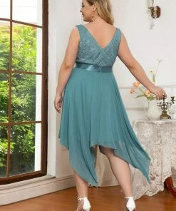 Ever-Pretty US Plus Size Stunning V Neck Lace & Chiffon Prom Dress For Women SHOP BY OCCASION