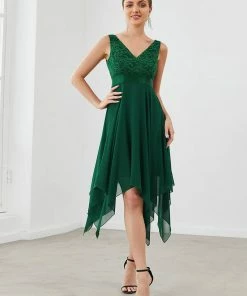 Ever-Pretty US Stunning V Neck Lace & Chiffon Prom Dress For Women SHOP BY OCCASION