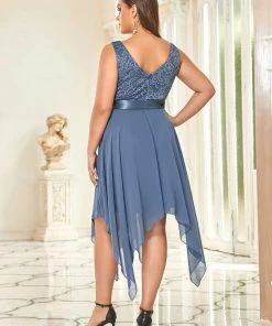 Ever-Pretty US Plus Size Stunning V Neck Lace & Chiffon Prom Dress For Women SHOP BY OCCASION