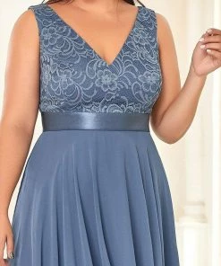 Ever-Pretty US Plus Size Stunning V Neck Lace & Chiffon Prom Dress For Women SHOP BY OCCASION