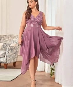 Ever-Pretty US SHOP BY OCCASION Stunning V Neck Lace Asymmetrical Hems Dress For Women 95 Ever-Pretty US SHOP BY OCCASION Stunning V Neck Lace Asymmetrical Hems Dress For Women