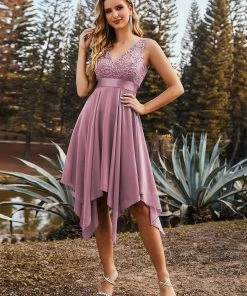 Ever-Pretty US SHOP BY OCCASION Stunning V Neck Lace Asymmetrical Hems Dress For Women 90 Ever-Pretty US SHOP BY OCCASION Stunning V Neck Lace Asymmetrical Hems Dress For Women