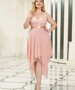 Ever-Pretty US Plus Size Stunning V Neck Lace & Chiffon Prom Dress For Women SHOP BY OCCASION