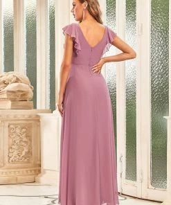 Ever-Pretty US SHOP BY OCCASION Sweet Pleated Bodice Ruffle Sleeve Long Bridesmaid Dress 46 Ever-Pretty US SHOP BY OCCASION Sweet Pleated Bodice Ruffle Sleeve Long Bridesmaid Dress