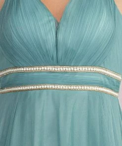 Ever-Pretty US Plus Size V Neck High-low Hem Pleated Tulle Prom Dress