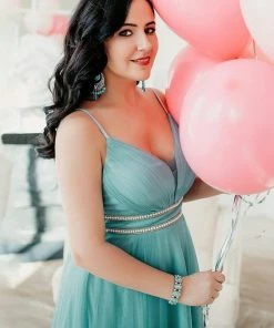 Ever-Pretty US V Neck High-low Hem Pleated Tulle Prom Dress Prom Dresses