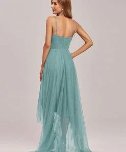 Ever-Pretty US V Neck High-low Hem Pleated Tulle Prom Dress Prom Dresses