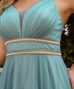Ever-Pretty US V Neck High-low Hem Pleated Tulle Prom Dress Prom Dresses