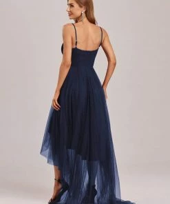Ever-Pretty US V Neck High-low Hem Pleated Tulle Prom Dress Prom Dresses