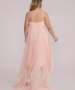 Ever-Pretty US Plus Size V Neck High-low Hem Pleated Tulle Prom Dress