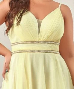 Ever-Pretty US V Neck High-low Hem Pleated Tulle Prom Dress Prom Dresses