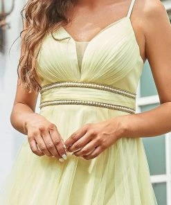 Ever-Pretty US V Neck High-low Hem Pleated Tulle Prom Dress Prom Dresses