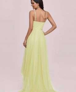 Ever-Pretty US V Neck High-low Hem Pleated Tulle Prom Dress Prom Dresses