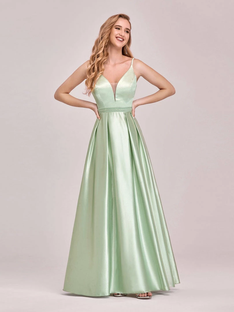 Ever-Pretty US Summer Dresses 2022 Custom Size Deep V Neck Satin Spaghetti Straps Prom Dresses 5 Ever-Pretty US Summer Dresses 2022 Custom Size Deep V Neck Satin Spaghetti Straps Prom Dresses