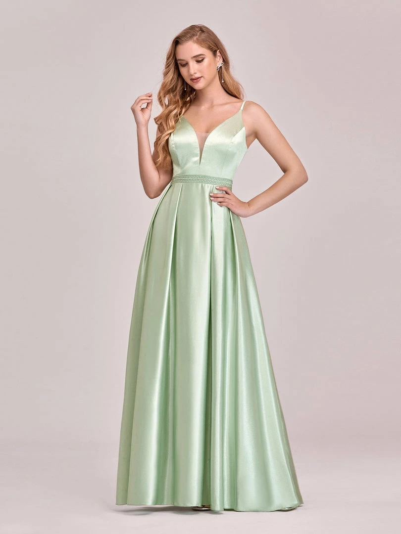 Ever-Pretty US Summer Dresses 2022 Custom Size Deep V Neck Satin Spaghetti Straps Prom Dresses 1 Ever-Pretty US Summer Dresses 2022 Custom Size Deep V Neck Satin Spaghetti Straps Prom Dresses