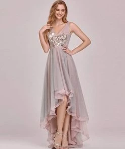 Ever-Pretty US Fancy V Neck Sleeveless High-Low Prom Dress For Women