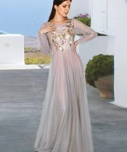 Ever-Pretty US SHOP BY OCCASION Women's Flowy A-Line Maxi Tulle Prom Dress With Appliques