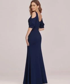 Ever-Pretty US Fashion Round Neck Fishtail Maxi Evening Dress With Cold Shoulder