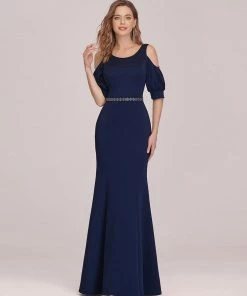 Ever-Pretty US Fashion Round Neck Fishtail Maxi Evening Dress With Cold Shoulder