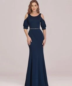 Ever-Pretty US Fashion Round Neck Fishtail Maxi Evening Dress With Cold Shoulder