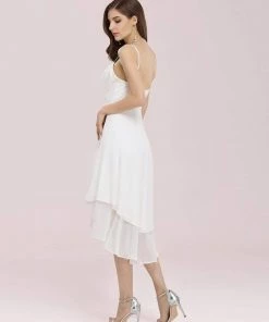 Ever-Pretty US SHOP BY OCCASION Spaghetti Straps Knee-length Casual Chiffon Wedding Dress