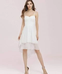Ever-Pretty US SHOP BY OCCASION Spaghetti Straps Knee-length Casual Chiffon Wedding Dress
