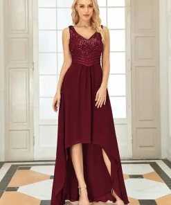 Ever-Pretty US SHOP BY OCCASION Sexy High-Low Maxi Chiffon Evening Dresses With Sequin