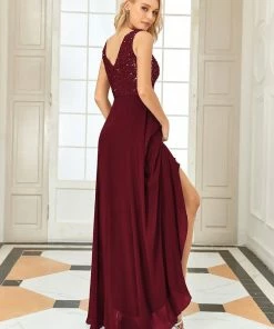 Ever-Pretty US SHOP BY OCCASION Sexy High-Low Maxi Chiffon Evening Dresses With Sequin