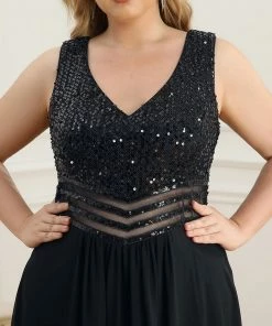 Ever-Pretty US SHOP BY OCCASION Sexy High-Low Maxi Chiffon Evening Dresses With Sequin