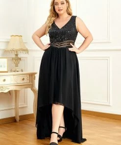 Ever-Pretty US SHOP BY OCCASION Sexy High-Low Maxi Chiffon Evening Dresses With Sequin