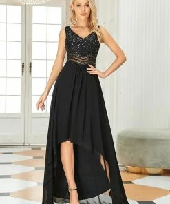 Ever-Pretty US SHOP BY OCCASION Sexy High-Low Maxi Chiffon Evening Dresses With Sequin
