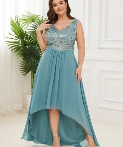 Ever-Pretty US SHOP BY OCCASION Sexy High-Low Maxi Chiffon Evening Dresses With Sequin