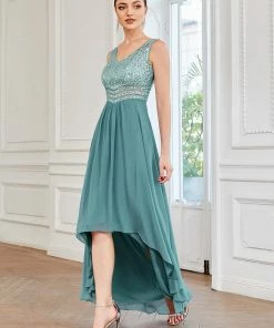 Ever-Pretty US SHOP BY OCCASION Sexy High-Low Maxi Chiffon Evening Dresses With Sequin