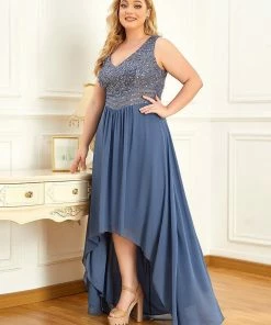 Ever-Pretty US SHOP BY OCCASION Sexy High-Low Maxi Chiffon Evening Dresses With Sequin