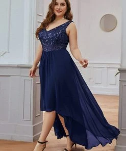 Ever-Pretty US SHOP BY OCCASION Sexy High-Low Maxi Chiffon Evening Dresses With Sequin