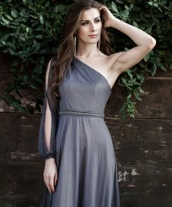 Ever-Pretty US Charming One Shoulder Evening Dresses With Long Sleeve SHOP BY OCCASION