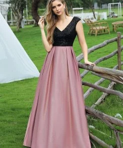 Ever-Pretty US Custom Size Sequin V-neck A-line Evening Dresses Summer Dresses 2022