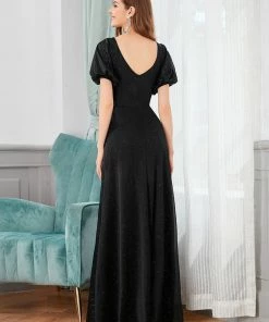 Ever-Pretty US SHOP BY OCCASION Flattering Double V-neck Evening Dresses With Puff Sleeves