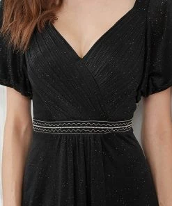 Ever-Pretty US SHOP BY OCCASION Flattering Double V-neck Evening Dresses With Puff Sleeves