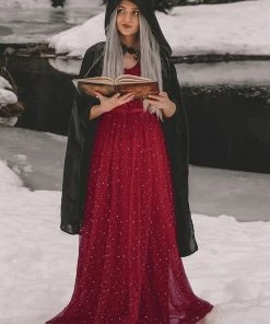 Ever-Pretty US Elegant Maxi V Neck Tulle Evening Dress With Shiny Dot